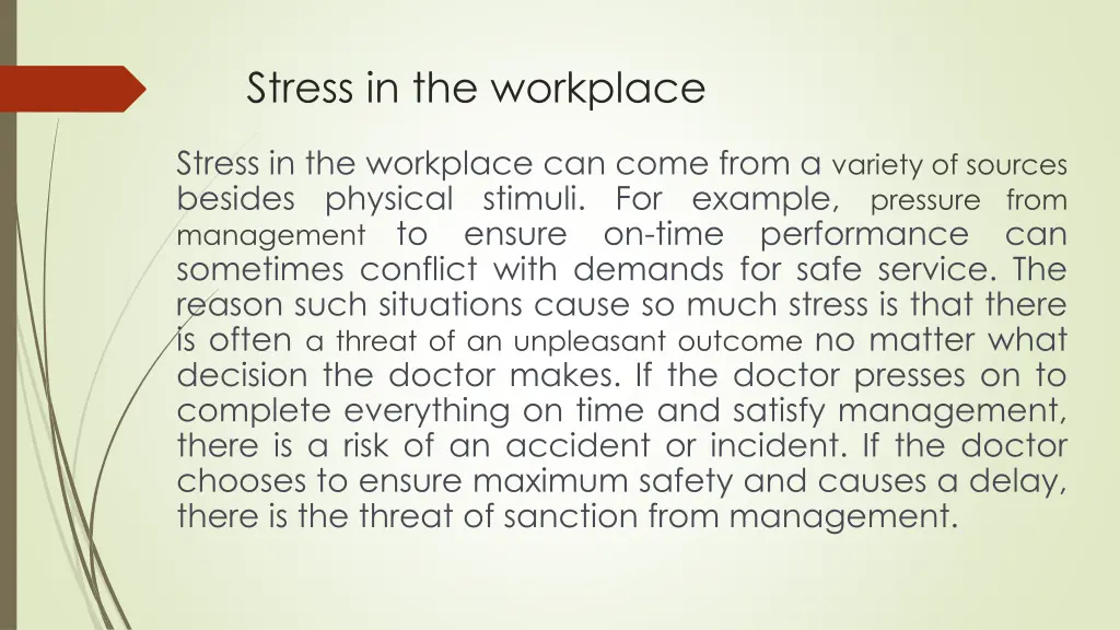 stress in the workplace
