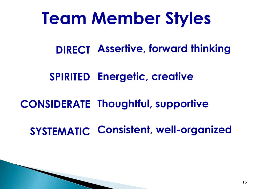 team member styles