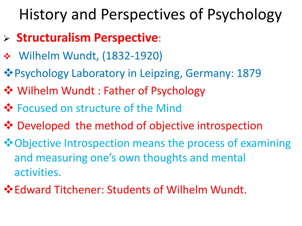 history and perspectives of psychology