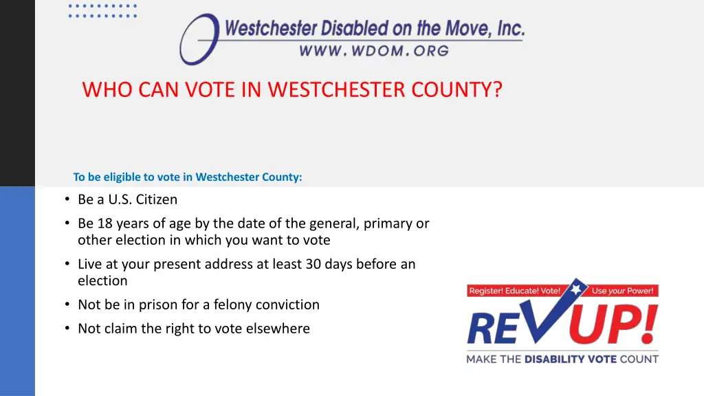 who can vote in westchester county