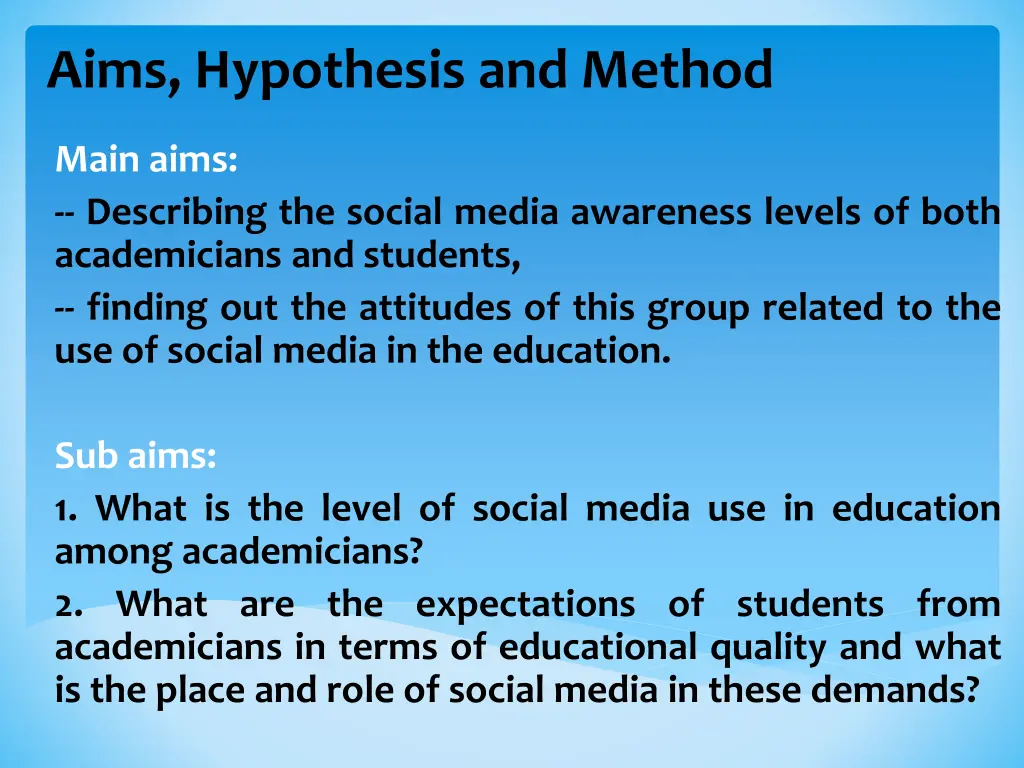 aims hypothesis and method