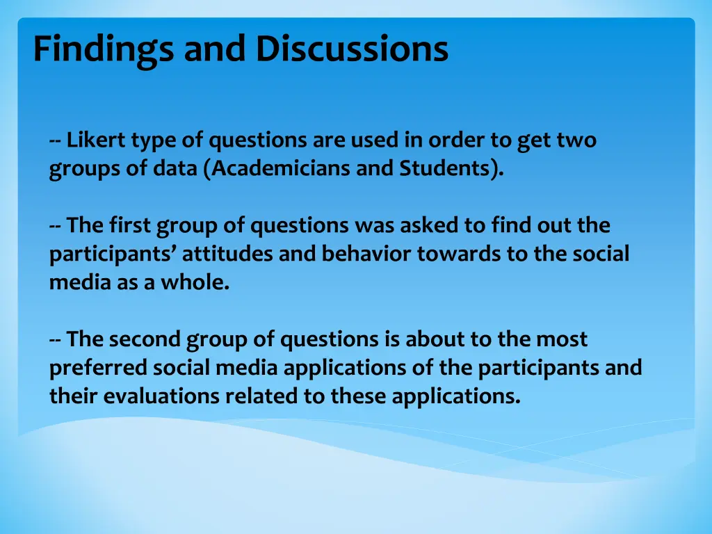 findings and discussions