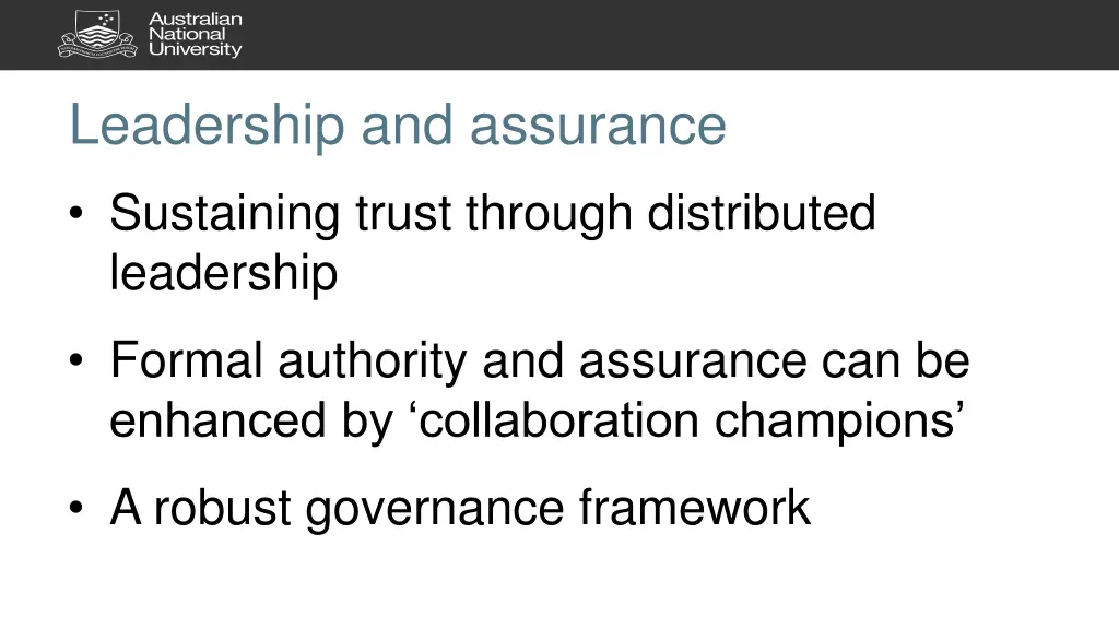 leadership and assurance