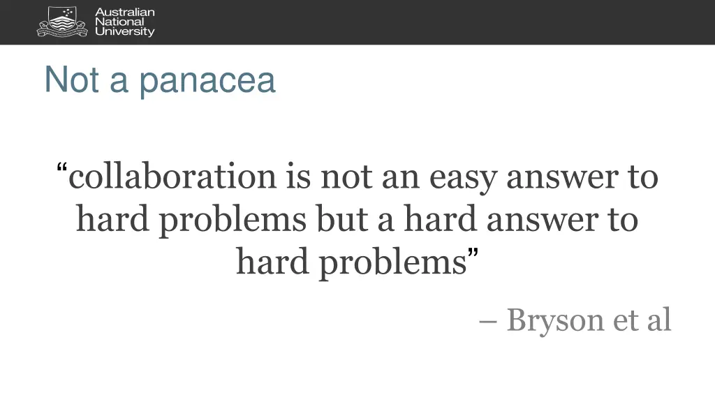 not a panacea