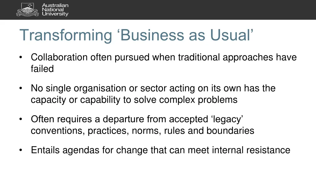 transforming business as usual