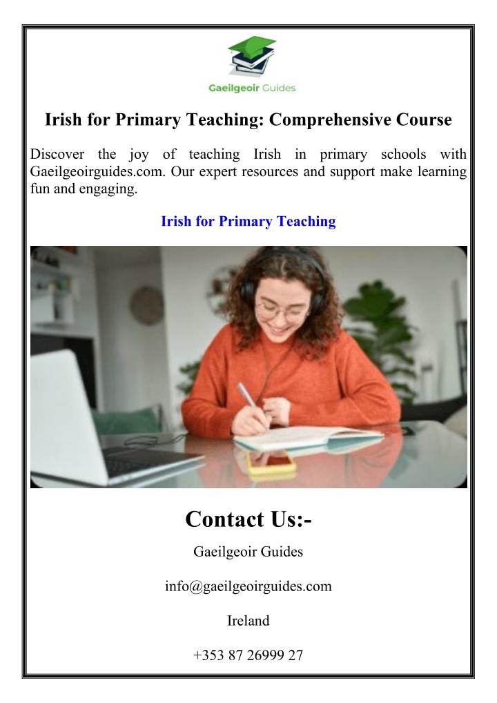 irish for primary teaching comprehensive course