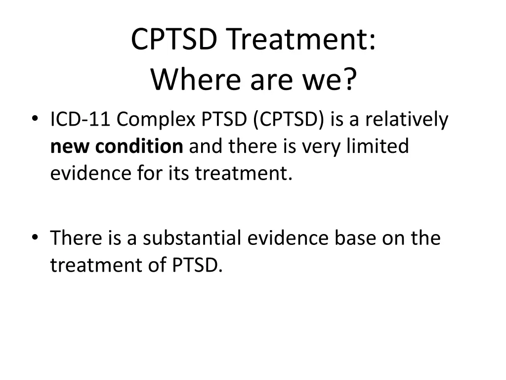 cptsd treatment where are we