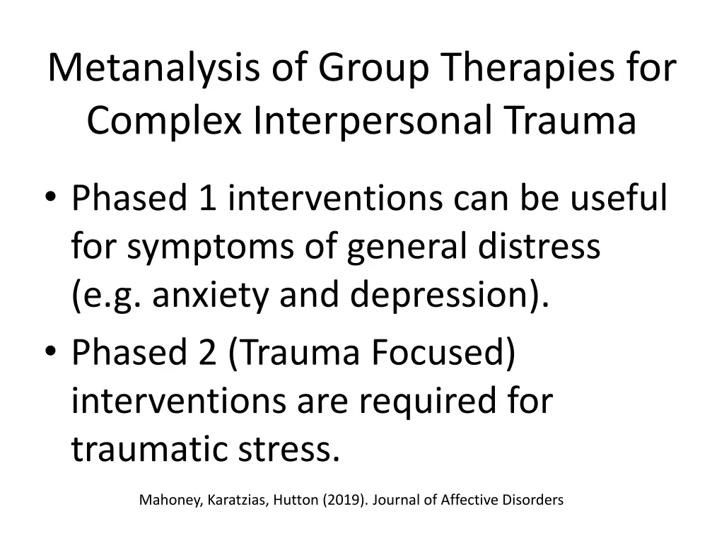 metanalysis of group therapies for complex