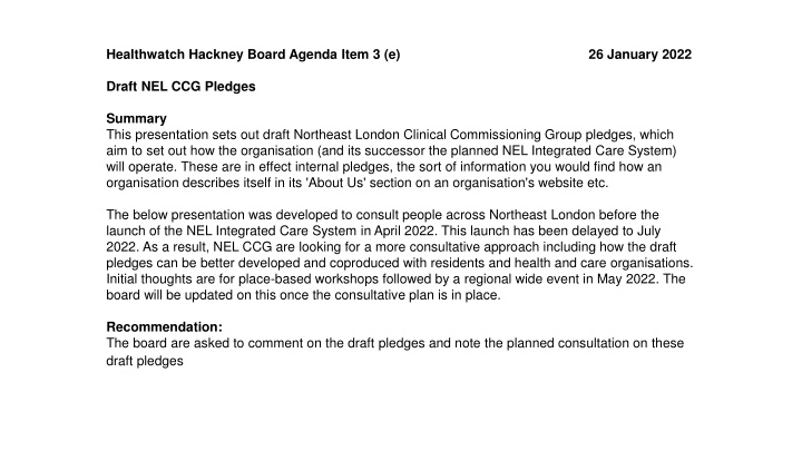 healthwatch hackney board agenda item 3 e