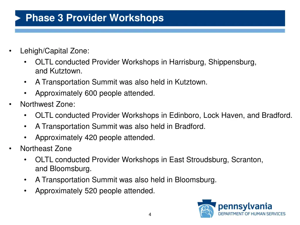 phase 3 provider workshops