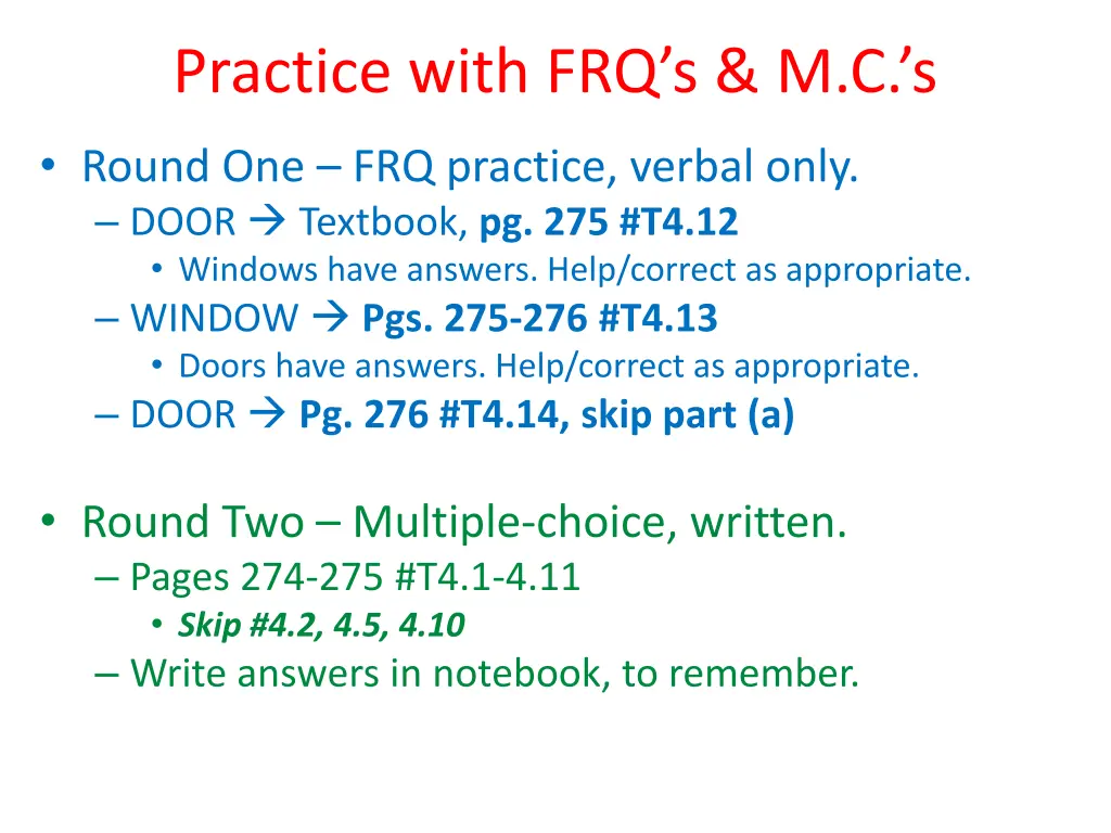 practice with frq s m c s