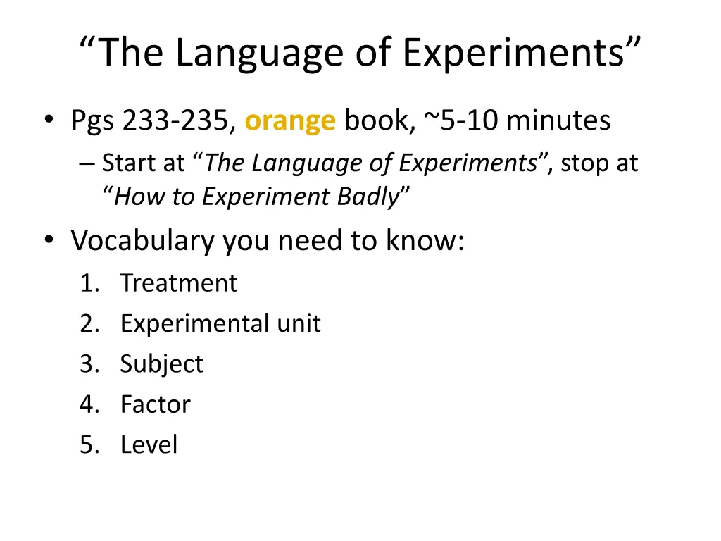 the language of experiments