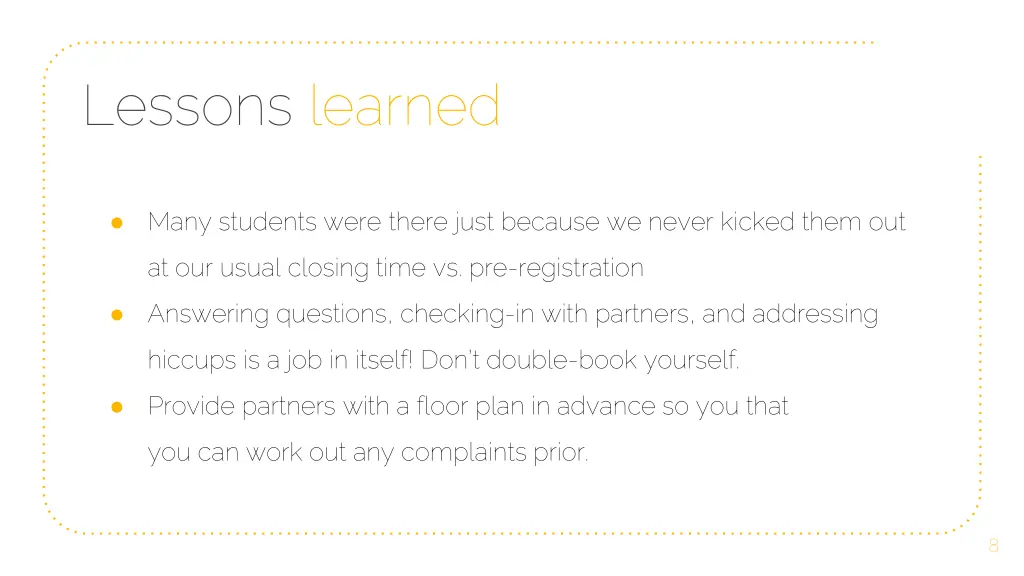 lessons learned