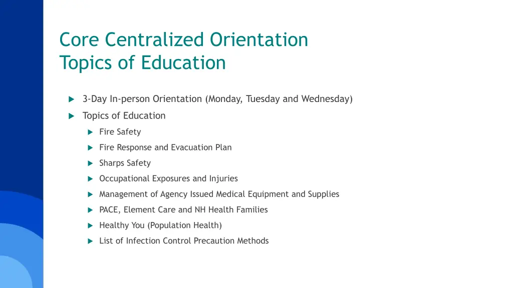 core centralized orientation topics of education 2