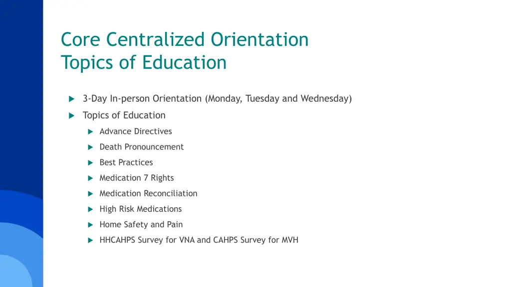 core centralized orientation topics of education 6