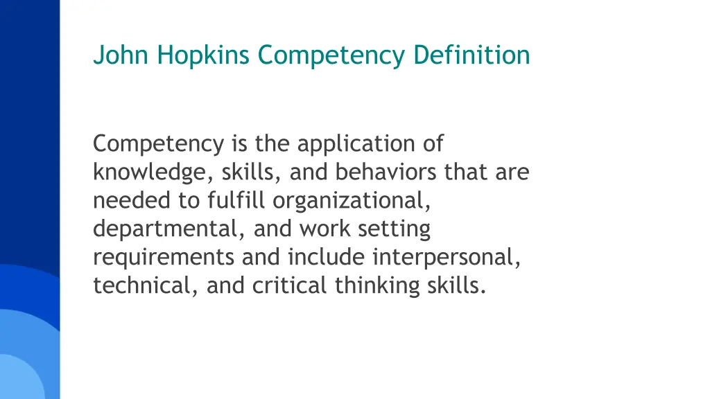 john hopkins competency definition
