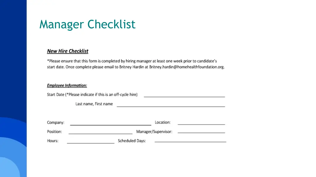 manager checklist