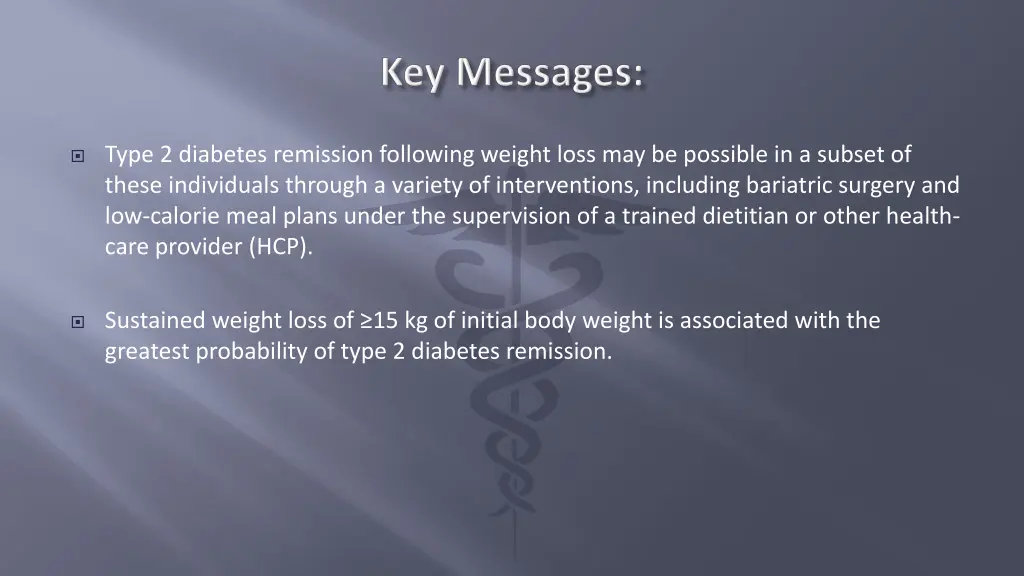 type 2 diabetes remission following weight loss