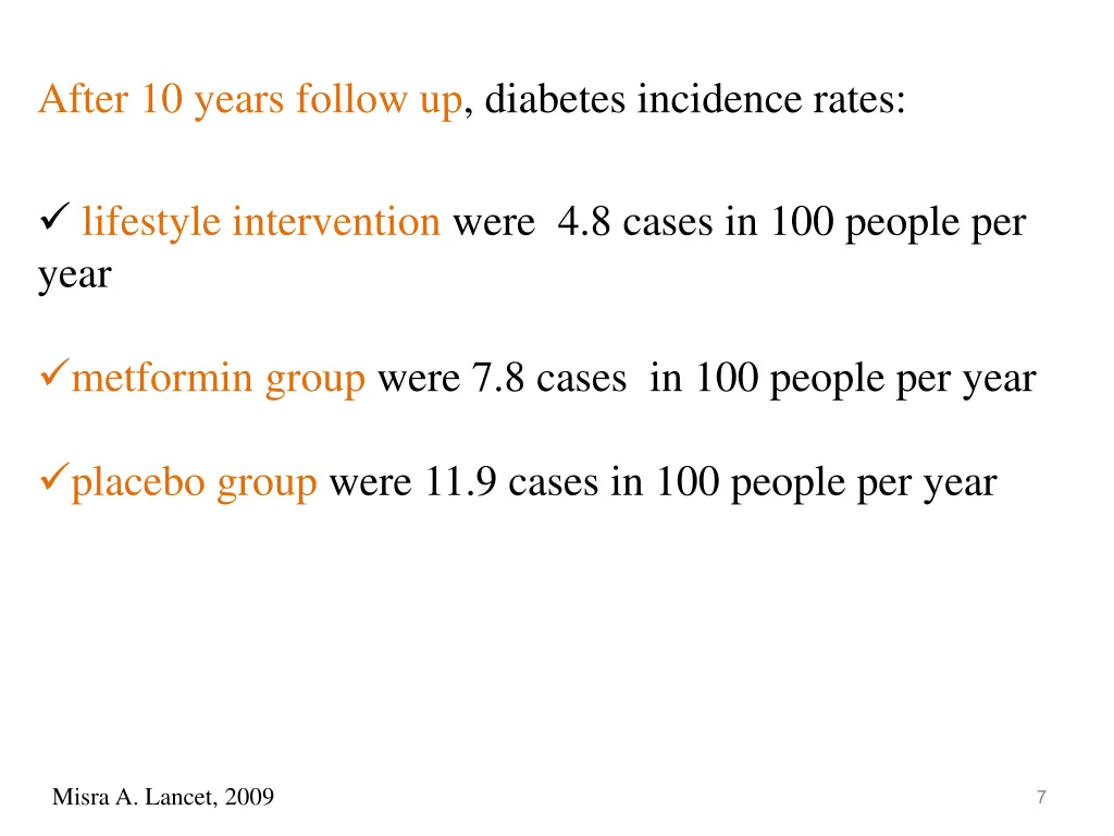 after 10 years follow up diabetes incidence rates