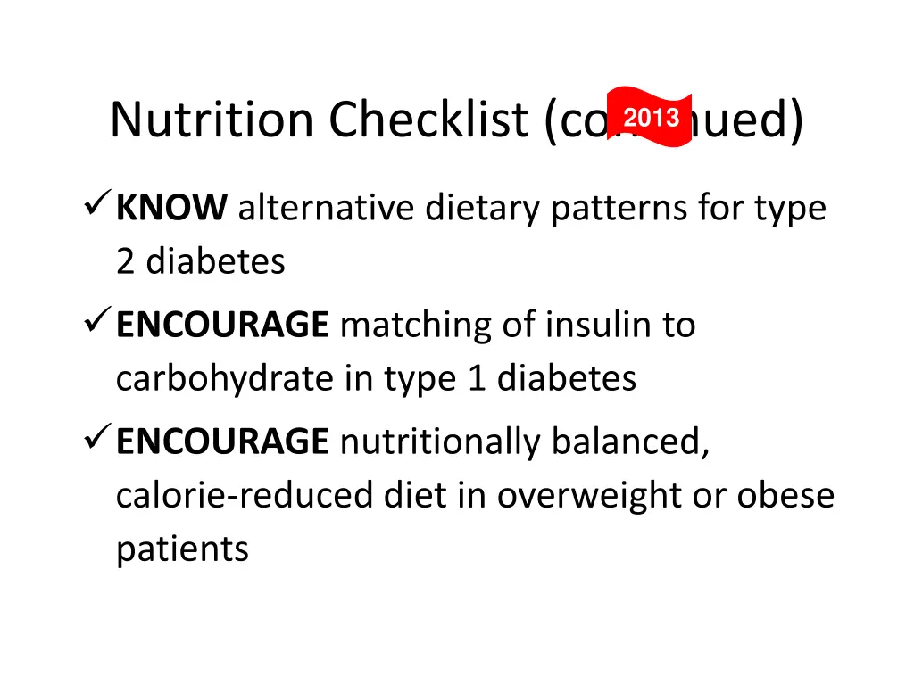 nutrition checklist continued
