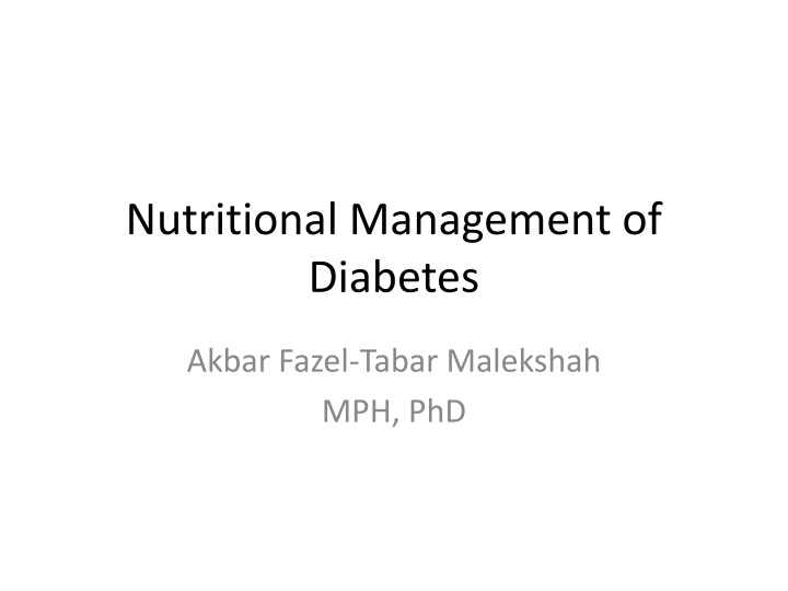 nutritional management of diabetes