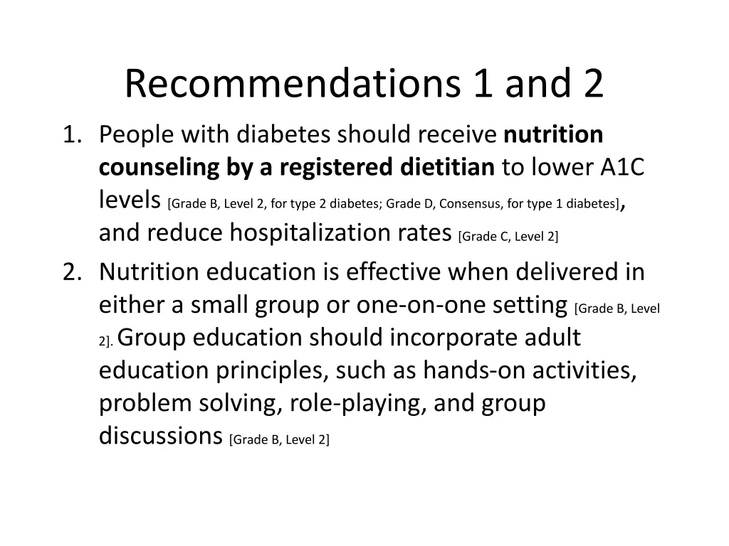 recommendations 1 and 2
