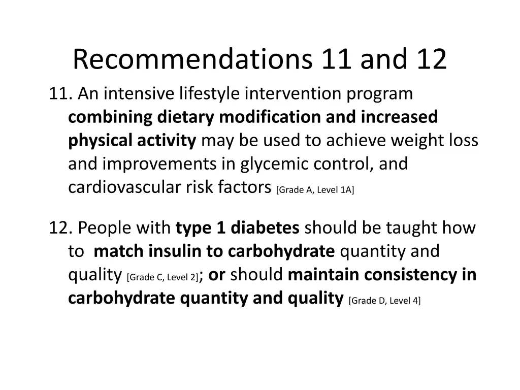 recommendations 11 and 12 11 an intensive