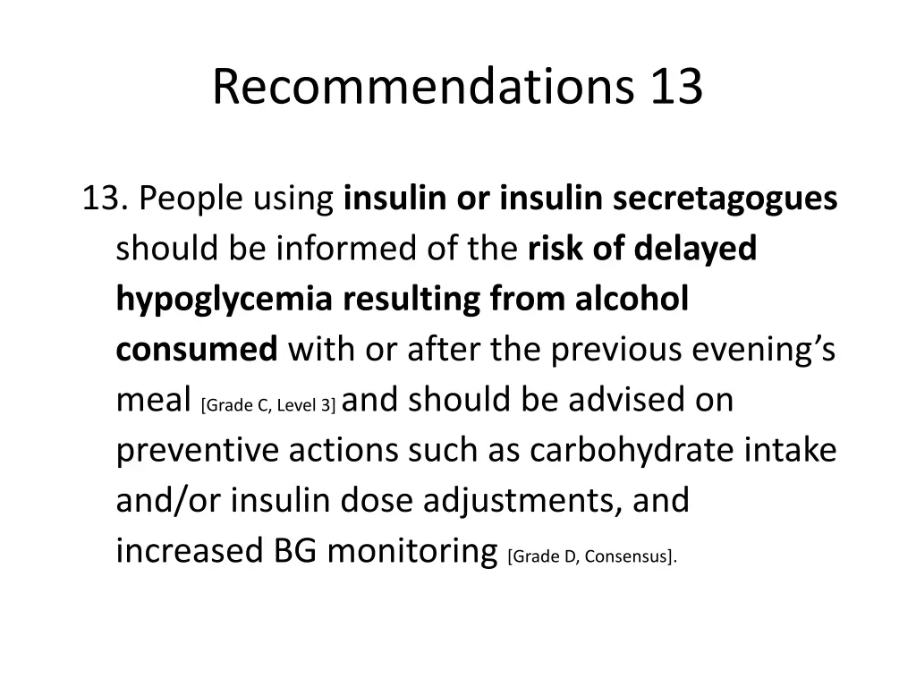 recommendations 13
