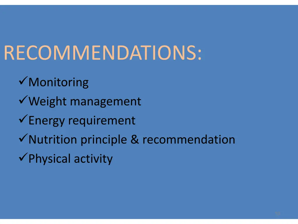 recommendations