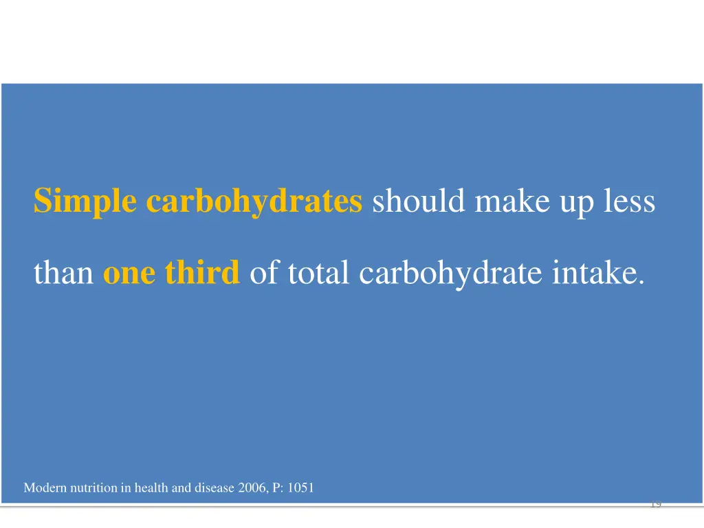 simple carbohydrates should make up less