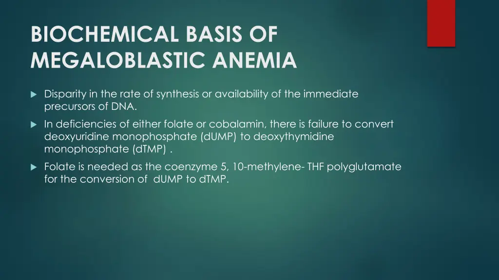biochemical basis of megaloblastic anemia