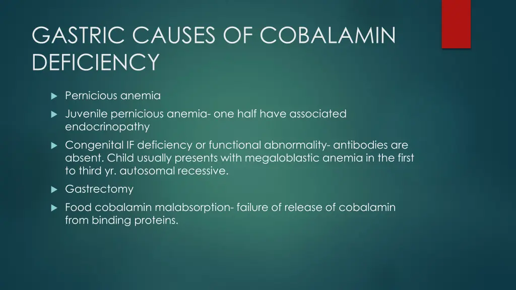 gastric causes of cobalamin deficiency
