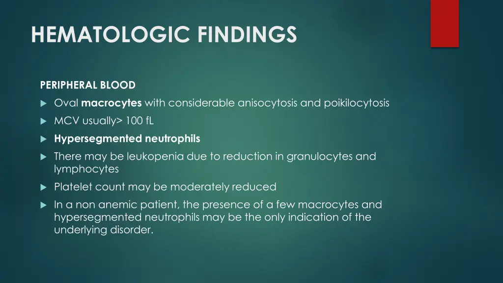 hematologic findings