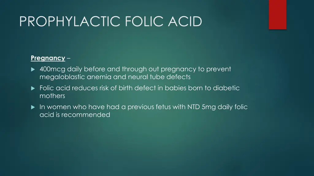 prophylactic folic acid