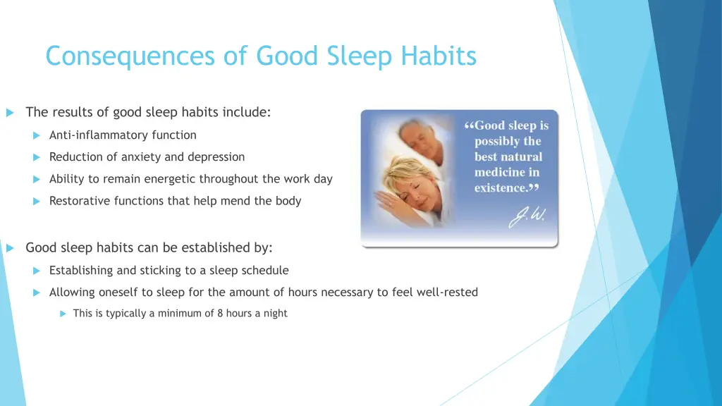 consequences of good sleep habits