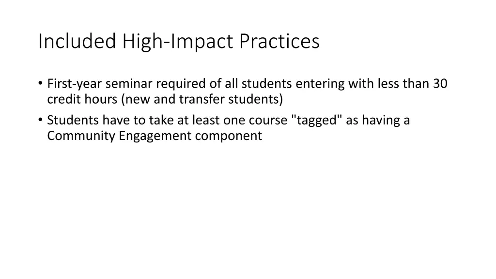 included high impact practices