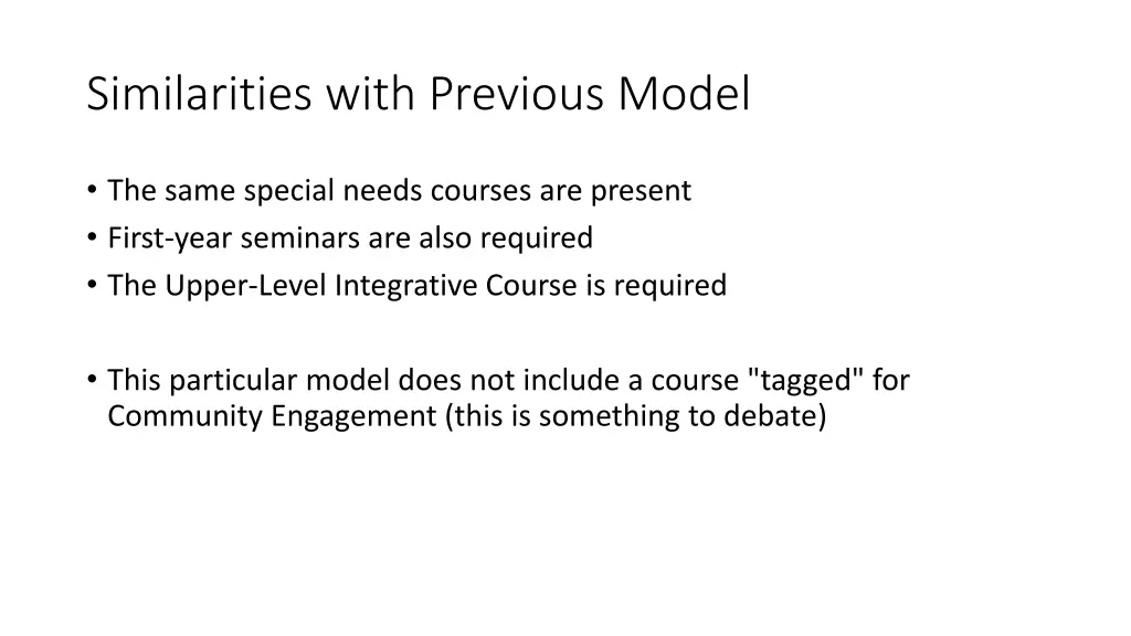 similarities with previous model