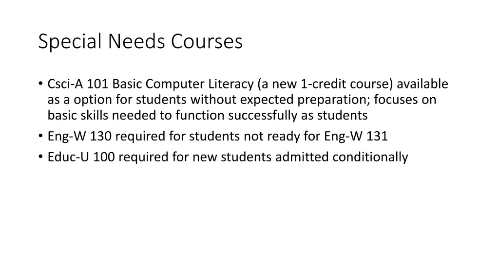 special needs courses