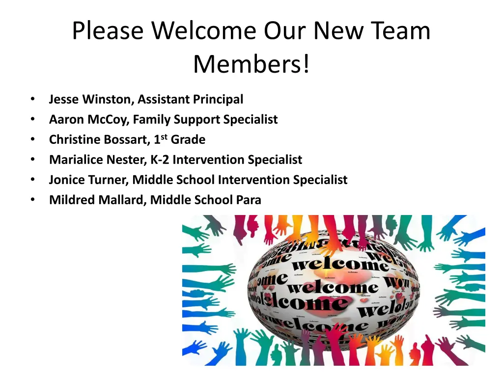 please welcome our new team members