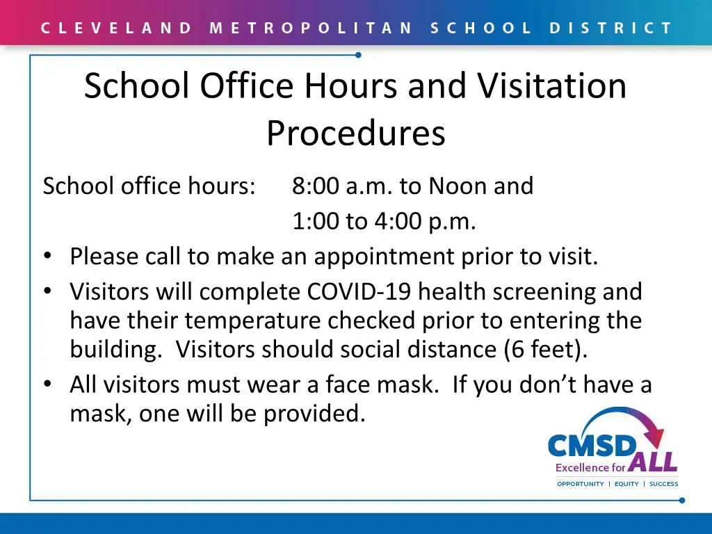 school office hours and visitation procedures