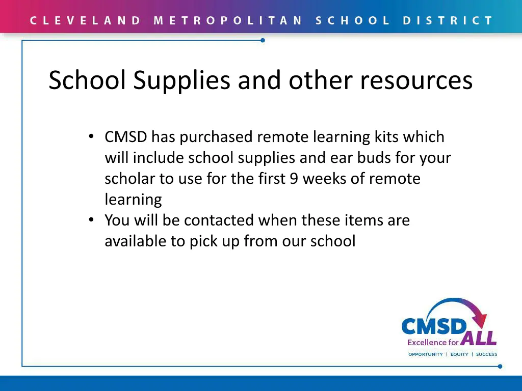 school supplies and other resources