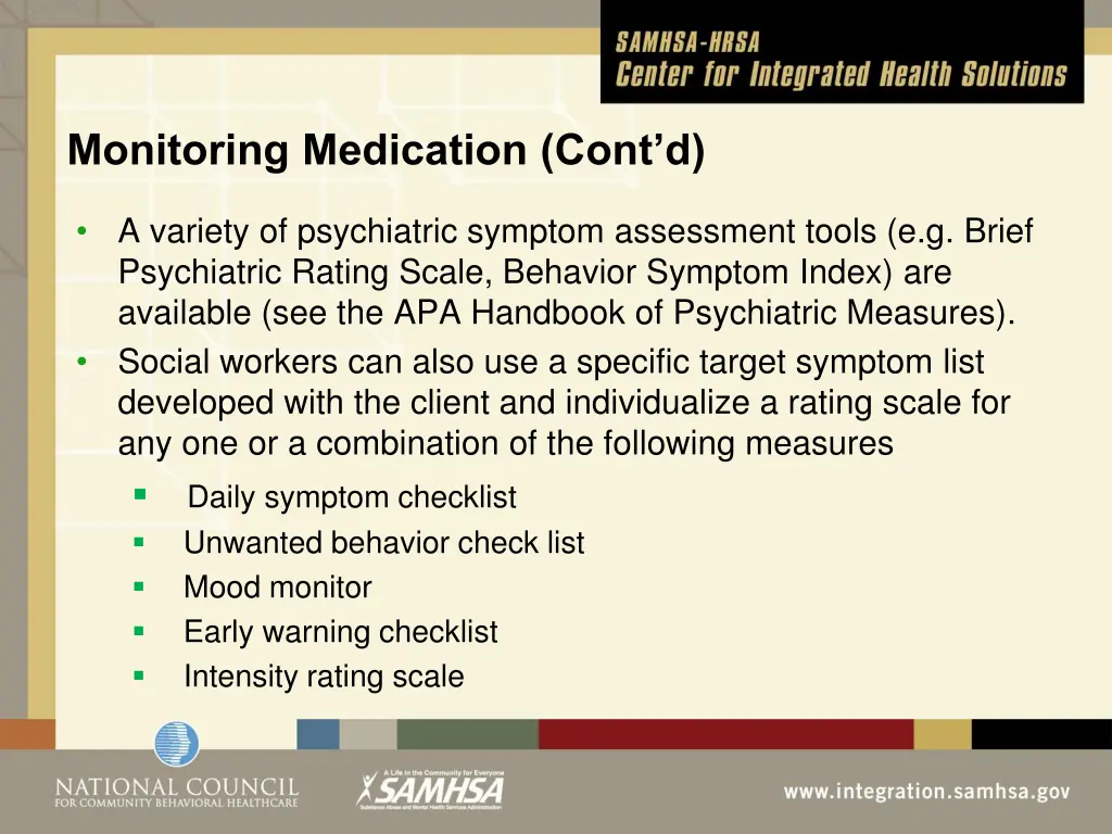 monitoring medication cont d