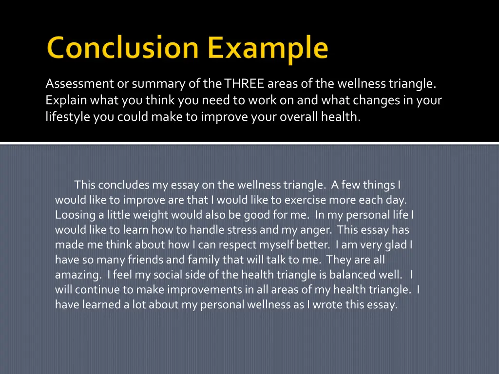 assessment or summary of the three areas