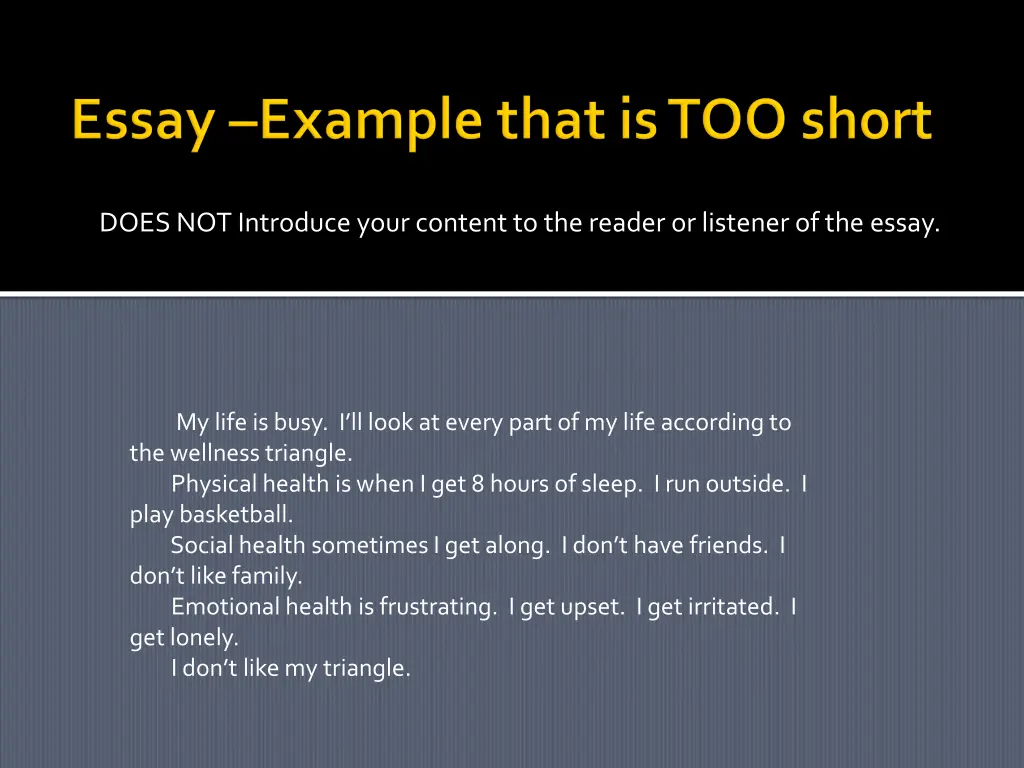 does not introduce your content to the reader