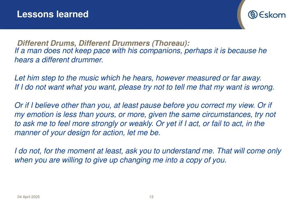 lessons learned 1