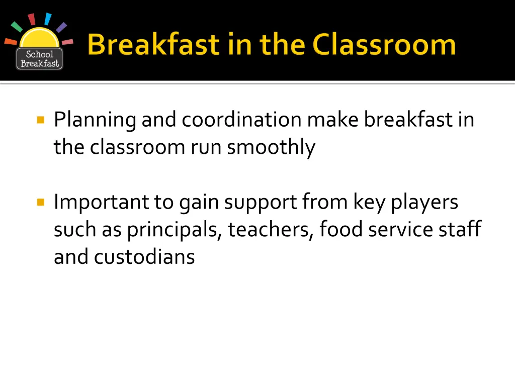 planning and coordination make breakfast