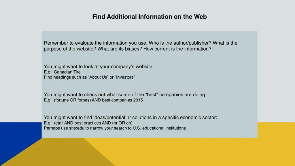 find additional information on the web