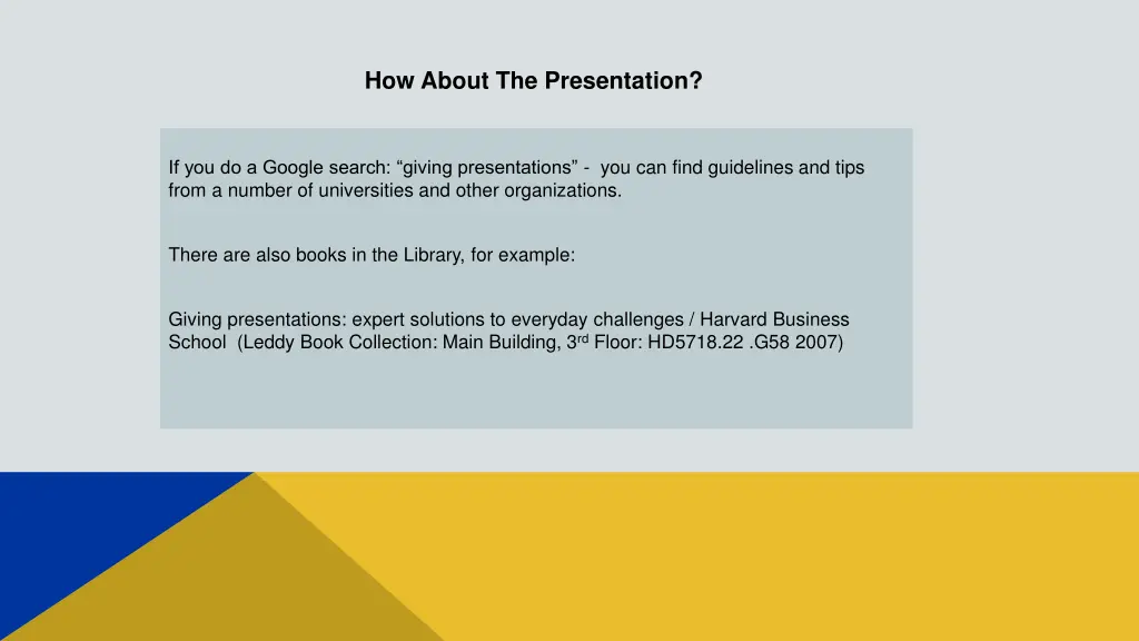 how about the presentation
