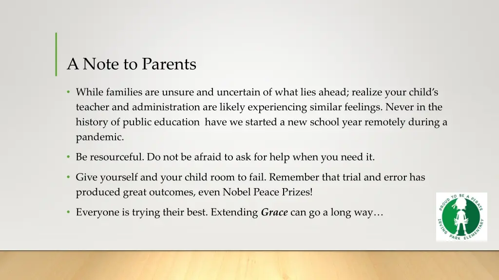 a note to parents