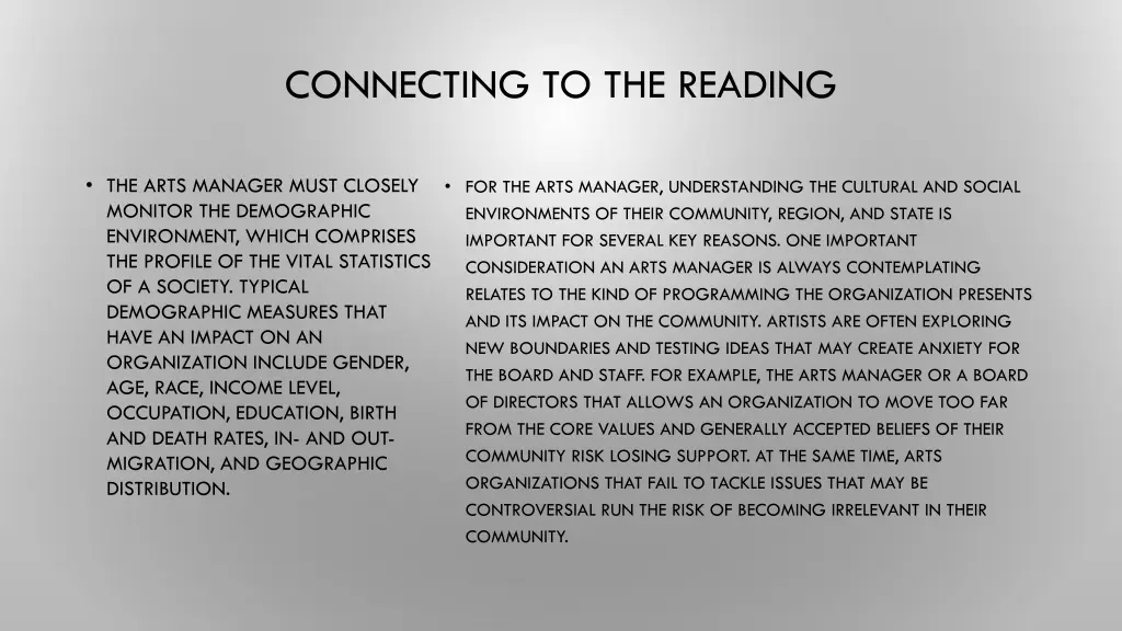 connecting to the reading